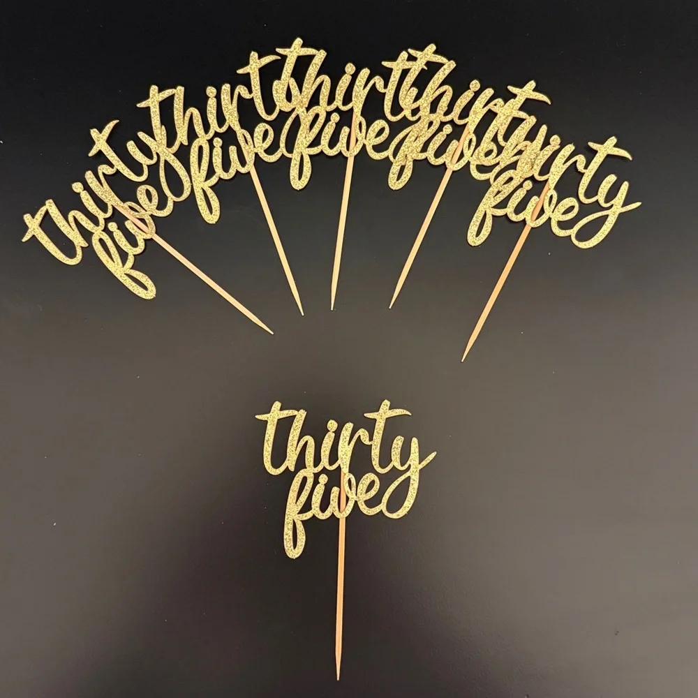 Gold Glitter 'Thirty Five' Cake Topper